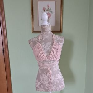 One Of a Kind Handmade Crochet Neutral Bralette Bikini Top Size M